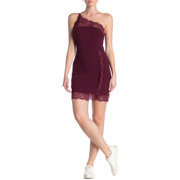 NEW Free People Premonitions Bodycon Mini Dress Size M Plum Purple Lace - Picture 1 of 7